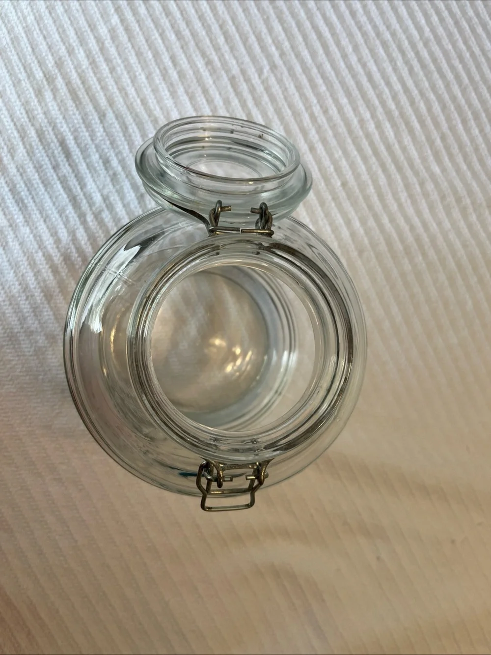 Cracker Barrel Clear Glass Jar with Metal Clamp Lid